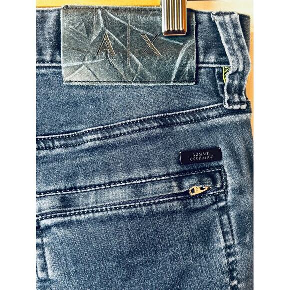 A/X Armani Exchange Dark Blue Moto Biker Slim Fit Button Fly Jeans Men's 28R - Picture 5 of 8